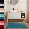 casa pura - Tappetino da bagno morbido a pelo lungo - Sky Soft - antiscivolo, disponibile in diverse misure e set combinabile, certificato Öko-Tex 100, Microfibra, Cool Teal/Türkis, 60 x 100 cm