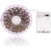 HEGEHE - Striscia LED DC5V [3m, bianco 6000-6500K], alimentata a batteria, striscia LED impermeabile tagliabile CRI85+, decorazione camera da letto/cucina/soggiorno (batterie non incluse)