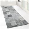 Floordirekt Tappeto passatoia con Motivo, Realizzato su Misura, per Cucina, corridoio e Soggiorno, Ornamento Vintage a griglia Orientale (80 x 200 cm, Monsano Antracite)