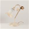 Generico URSO STORE Lumetto abat jour in ferro battuto classico avorio e oro con vetro di murano ambra 1 luce, lumetto camera da letto
