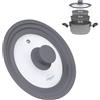 STONELINE® - Set Universale di coperchi in Vetro (con plastica), Vetro, Silicone, 16/18/20