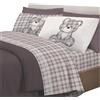 PELLECCHIA 1969 Set Lenzuola Calda Flanella, Morbida Anti Pilling,Made in Italy| Fantasia Orsetto Tartan Scozzese | Include Lenzuolo Sotto, Sopra e 2 Federe Double face (Beige/Grigio, Matrimoniale)