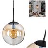 hofstein Lampada a sospensione Gastor, lampada in metallo/vetro nero/ambra/trasparente, dal design moderno retrò/vintage con paralume vetro (Ø 25 cm), altezza max. 130 cm, 1 x E27, senza lampadina
