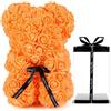 Générique Generico Orso in Rosa, Orsetto Fiorito Teddy, Romantico Orsetto con Scatola Regalo Trasparente per San Valentino, Anniversario, Festa della Mamma, Fidanzata (E- Arancione)