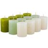 Klocke Kerzen Candele rustiche di alta qualità - 12 pezzi - Candele rustiche/candele dell'Avvento natalizie (mix verde mix, piccole: altezza 8 cm/Ø 6 cm)