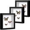 EUGAD Set di 3 Cornice 3D per Foto da Muro Cornici 20x20cm per Oggetti Fino a 3cm, Cornici Fotografiche Multiple da Tavolo Portafoto Sospeso in Legno Passepartout Incluso, Nero