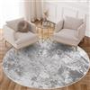 TAPISO Crystal Tappeto Rotondo Pelo Corto Lucido Effetto 3D Design Moderno Astratto Sfumato Effetto Marmo tonalità Grigio Chiaro Soggiorno Sala Camera Cameretta 100 x 100 cm
