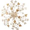Belight Plafoniera Shabby Edera 6 Luci Ferro Battuto Avorio Oro Con Foglie E Cristalli
