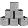 SONGMICS Scatole Portaoggetti, Set di 6 Contenitori in Tessuto Non Tessuto con Manico, 30 x 30 x 30 cm, UnitÀ di Organizzazione, per Scaffale, Pieghevoli, Porta Abiti, Grigio Melange RFB02LG-3