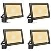 toobettp 4PCS 200W Faretto LED da Esterno, Faro LED Esterno 20000LM 3000K Bianco Caldo Faretti IP66 Impermeabile per Giardino Garage Parcheggio Cortile