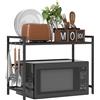 HOMCOM Porta Microonde Salvaspazio Estensibile a 2 Livelli con 3 Ganci, Supporto Microonde in Metallo, 39.5-64x32x47.5 cm, Nero
