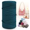 LEREATI Cordino per Borse Uncinetto, Corda Macrame 4mm x 150m Filo Macrame Corda in Poliestere, Fettuccia per Borse a Uncinetto Arazzo da Parete Maglieria Decorazioni Fai da Te (Blu Denim)