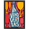 ConKrea QUADRO SU TELA CANVAS INTELAIATO - CON CORNICE - In Vino Veritas - Enoteca Vino - Illustrazione Cubista - 50x70cm - Stile Contemporaneo Nero - (cod.3037)