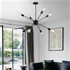 Mengjay Lampadario Sputnik,Lampadario a Sospensione Vintage in metallo,8 Luci E27 Plafoniera Soffitto Moderna per Soggiorno Camera da Letto Cucina Sala da Pranzo (Nero, 8 Luci)