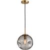NICRX Lampada a sospensione sferica con sfera di vetro, base dorata e lampada da soffitto a sospensione con globo in vetro (20cm, Grigio)
