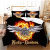 NICHIYO, set copripiumino e federe, motivo: Harley Davidson, in microfibra, con stampa digitale 3D, set da 3 pezzi (Bettbezug + Kissenbezüge) (8, Doubie 200 * 200 cm)
