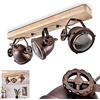 hofstein Plafoniera Herford, lampada da soffitto orientabile in metallo/legno/vetro in marrone/rame/natura, 3 luci, 3 x attacco GU10, spot orientabile e inclinabile in design retrò, senza lampadina/e