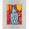 ConKrea QUADRO SU TELA CANVAS INTELAIATO - CON CORNICE - In Vino Veritas - Enoteca Vino - Illustrazione Cubista - 30x40cm - Stile Country Bianco Shabby - (cod.3037)
