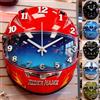 Collienght Orologio tematico con casco da motociclista personalizzato per camera da letto, soggiorno, club, personalizzato, stampa piatta 2D, motociclista, pilota di corse, nome, arte murale, orologio da parete