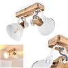 hofstein Plafoniera Orny, 2 luci, con faretti orientabili, plafoniera in metallo/legno in bianco/marrone, 2 x attacco E27, faretto dal design retro/vintage,senza lampadina/e
