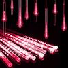 HULX Luci della Pioggia di Meteoriti del LED, 30cm 10 Tubi 360LED luci della Stringa Solare Luci da Pioggia Cadenti Impermeabili con 8 Modalità (Rosso)