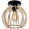 Light Home LH Light-Home Timber Lampadario a Sospensione - Lampadario Industriale per Soggiorno Camera da Letto e Cucina - Lampade a Sospensione in Metallo e Legno con Paralume Moderno - Media Palla