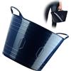 KADAX Cesto in plastica flessibile con maniglie, cesto portabiancheria, cestino per giocattoli multifunzionale, cestino multiuso contenitore rotondo per vestiti, cestino universale (blu navy, 15 l)