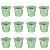 PATIKIL 13 x 11,9 cm piccoli secchi in metallo con manico, 12 mini secchi zincati colorati per Pasqua, per artigianato, bomboniere, decorazione, verde chiaro