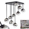 hofstein Lampada da soffitto HOFSTEIN Chehalis, lampada in metallo/vetro nei colori nero/cromo/fumo/trasparente, dal design moderno retrò/vintage con paralumi vetro (Ø 12 cm), 9 x G9, senza lampadine