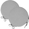 Russo Tessuti Set 6 Cuscini Coprisedia Cucina Sgabelli Rotondi Lacci Double Face Sfoderabili-Grigio