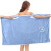 Generico Plus Size Women's Wearable Shower Skirt Towel, Wearable Towels Robe for Women After Shower, Quick Drying No Hair Loss, for Sauna Beach Pool Gym Travel (blue)