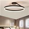 LAI HO Moderna Plafoniera A LED, Lampadario da Ristorante Dimmerabile, Design Nordico Semplice Cerchio Singolo Bianco/Nero Lampada da Soffitto per Soggiorno Camera da Letto Cucina,Nero,D: 60cm