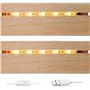 QENETY Base in legno illuminata a LED, base per display con luci a LED, 10 cm, piedistallo rettangolare per decorazione della casa in vetro di cristallo (2 pezzi)