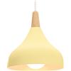 iDEGU 20CM Lampada a Sospensione Retrò LED Lampada a Soffitto in Legna Metallo Moderna Lampadario a Forma di Goccia Stile Scandinavo Plafoniera per Camera da Letto Soggiorno (Giallo Chiaro 1 Pezzo)