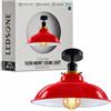 LEDSone Lampada da soffitto retrò vintage con rosone e portalampada in metallo retrò antico Edison E27 IP20 Lampada a vite cablata (Rosso)