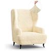 PAULATO BY GA.I.CO. PAULATO - Copripoltrona con Orecchie 1 Posto Wing Chair Elasticizzato in Microfibra, Tessuto Antigraffio Lavabile in Lavatrice, Tecnologia Brevettata WavyTech, Vaniglia - Made in Italy