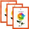 MG Design Set da 3 cornici portafoto 25 x 35 cm - Cornici in legno Arancione con vetri acrilici infrangibili, verticale e orizzontale, da appendere e da appoggiare