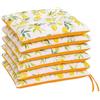 Generico FORTE - Cuscini Sedie Cucina Set da 6 in Stampa Digitale e Laccetti, Cuscino 40x40 Made in Italy per Cucina e Sale da Pranzo, Cuscini per Sedie da Esterno Giardino, Balcone, Veranda (Limoni)
