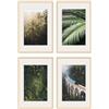 PHOTOLINI Set di 4 cornici per poster 40x60 cm con passe-partout 30x45 cm legno MDF naturale, plexiglass infrangibile, da parete, accessori inclusi - per foto, immagini e poster