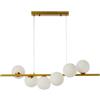 Vivalamp Lampadario Moderno a Sospensione, 6 Sfere Bianco Opaco, Barra Lineare Oro, Illuminazione per Sala da Pranzo cucina isola