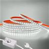 HEGEHE - Striscia LED 220V Dimmerabile [1M, Bianco 6000-6500K], 120 LEDs/m Striscia LED impermeabile IP65 flessibile e tagliabile CRI90+, illuminazione decorativa per casa e negozi