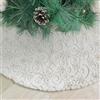 DecroXmas Gonne per Albero di Natale 90 cm, Peluche Bianco con Motivo a Fiocchi di neve Dorati, base per Albero di Natale in Pelliccia Sintetica Spessa, per Decorazioni Natalizie