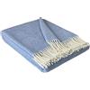 STTS International - Coperta in cashmere, 100% lana merino e cashmere, 140 x 200 cm, plaid Faro, molto morbida (blu-azzurro chiaro-grigio (K))