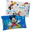 NOVIA - Coppia Federa - Mickey Mouse - 100% Cotone, Disney, 50x80, Stampa Colorata, Facile da Lavare, Alta Qualità