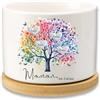 Dacomfy Vaso per Fiori in Ceramica Personalizzato con Albero della Vita, Festa della Mamma, Vaso per Piante Grasse, Vaso per Fiori in Ceramica per Interni ed Esterni