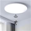 Mengjay Plafoniera Led Soffitto, Plafoniera con Sensore di Movimento,Lampada a Soffitto Ultra Sottile Plafoniera,Lampada da Soffitto LED Rotonda per Bagno, Camera da Letto, Balcone (18W, Bianco)