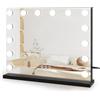 Dripex Specchio da Trucco con Luci, 50x42cm Hollywood da Toeletta con Lampadine a 14 Led Tre Colori di Luce e Funzione di Luminosità Regolabile con Controllo Tattile, Nero