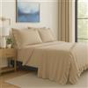 Masters House Biancheria per la Casa, Set Lenzuola Matrimoniale in Cotone 100% con Volant, 290x250 cm (Beige, Matrimoniale)
