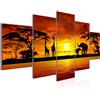 Runa Art - Quadri Africa Tramonto 200 x 100 cm 5 Pezzi XXL Decorazione Murale Design Arancia 000251a