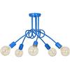 Light Home LH Light-Home Edison 5 Lampadario da Soffitto Industriale - Lampadari Moderni Per Soggiorno Camera da Letto e Cucina in Metallo - a 5 Luci - E27 - Blu